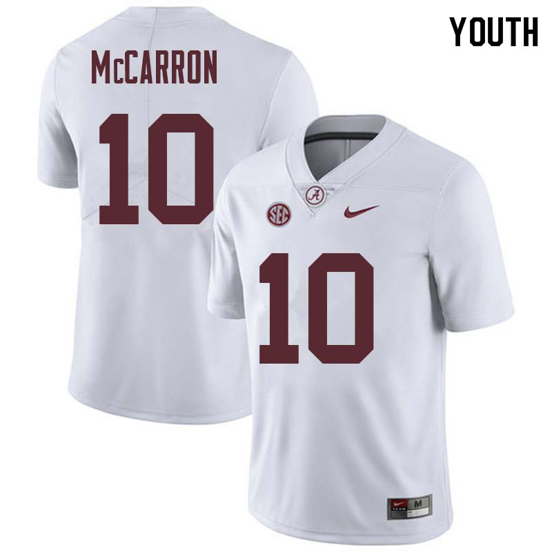 Alabama Crimson Tide Youth AJ McCarron #10 White NCAA Nike Authentic Stitched College Football Jersey ID16E26AW